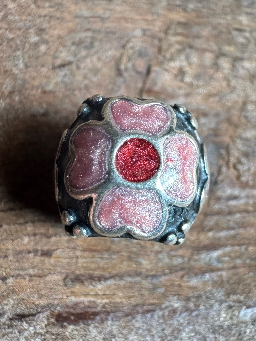 Pandora Red and Pink Enamel Daisy Charm